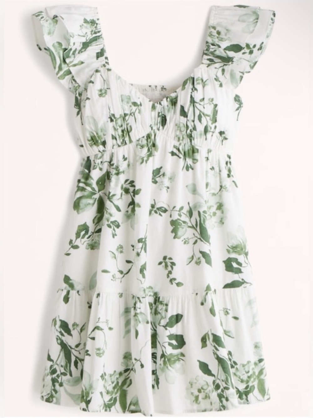 Abercrombie & Fitch White Mini Dress with Green Floral Print - Sz S NWOT
